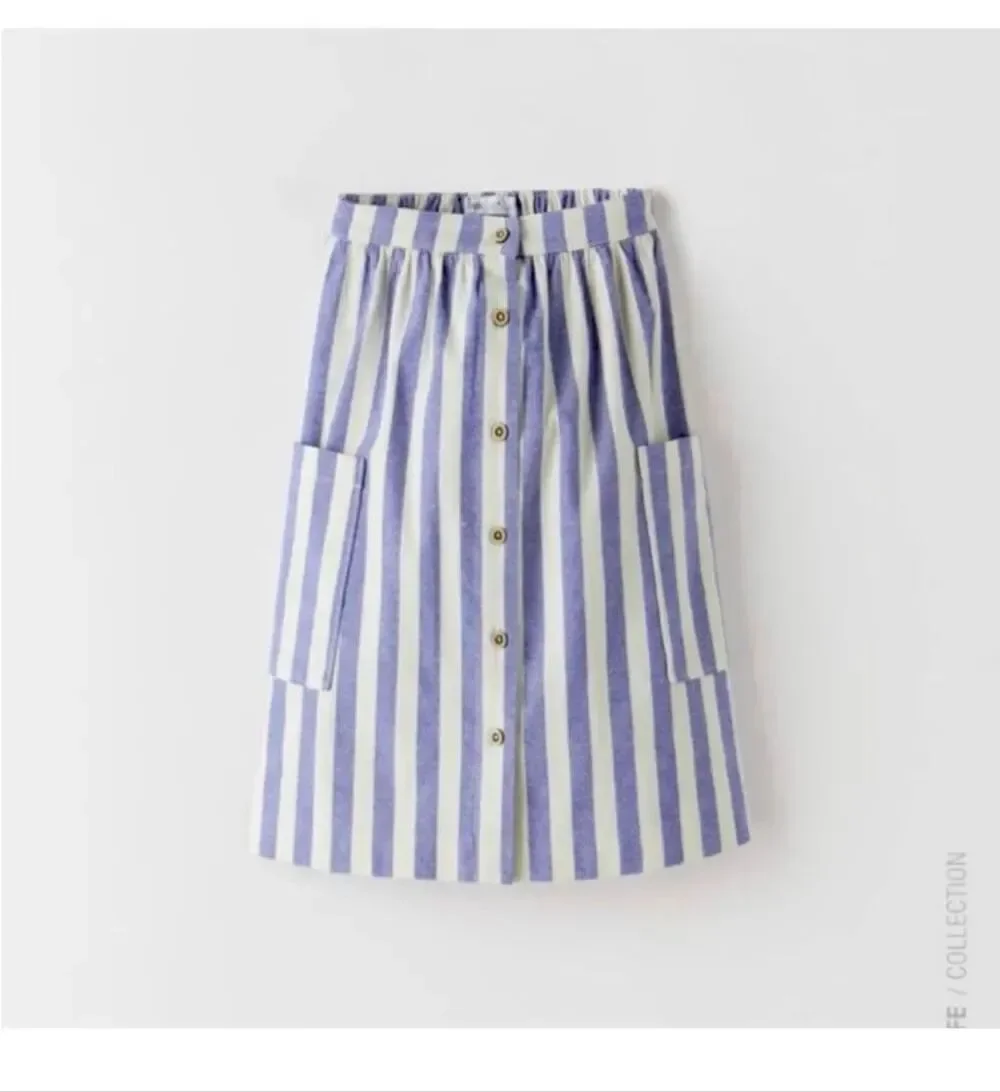 Zara Stripe MIDI Skirt Bluish Girl’s size 11-12